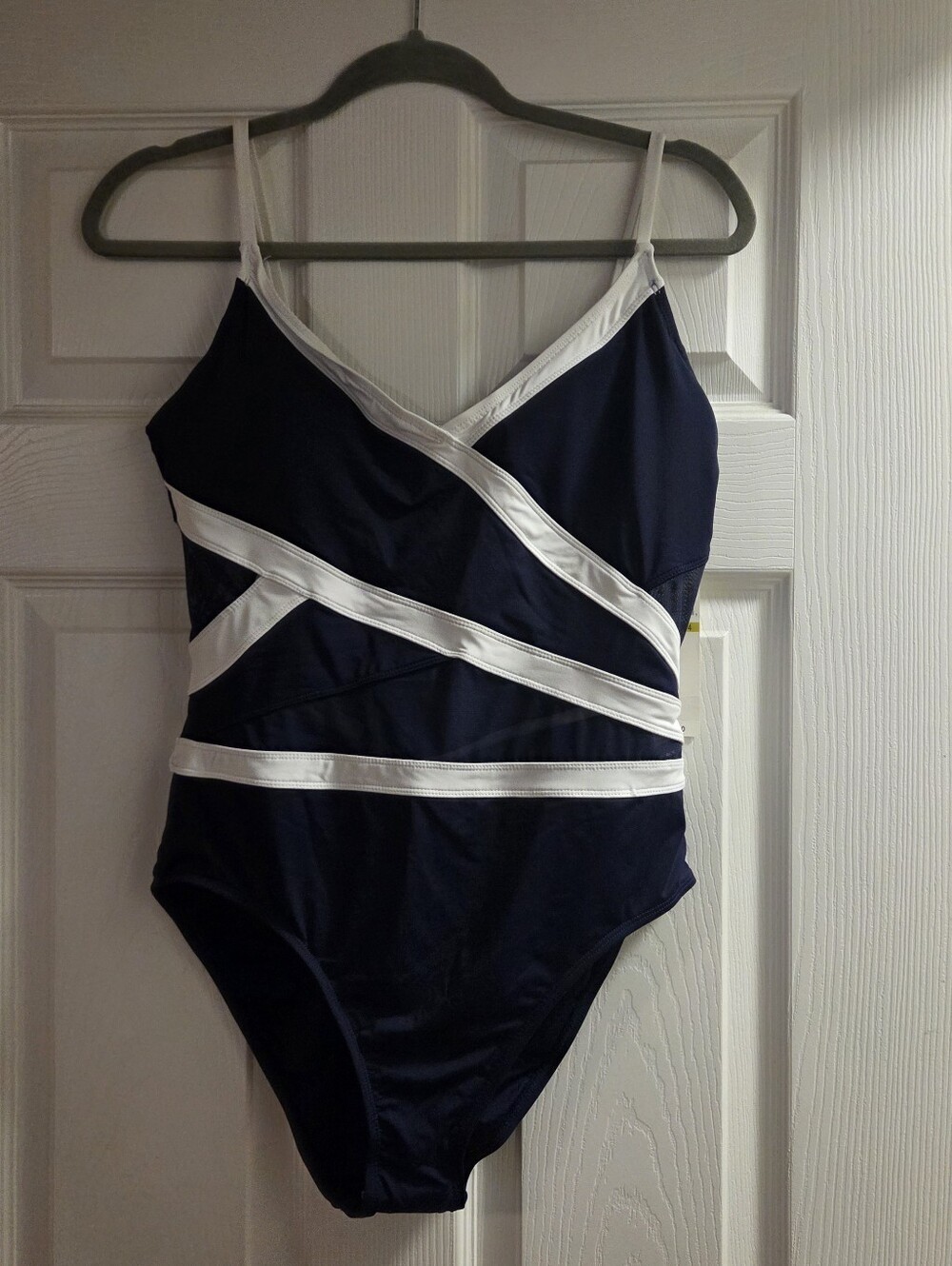 NWT Ann Cole One Piece Bathing Suit with Mesh Panels